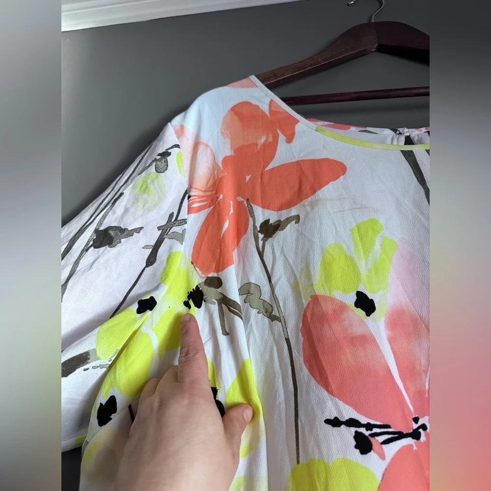 Lane Bryant Retro Floral Printed Chiffon Shift Midi Dress Plus Size 26/28 (4XL) - Picture 10 of 16